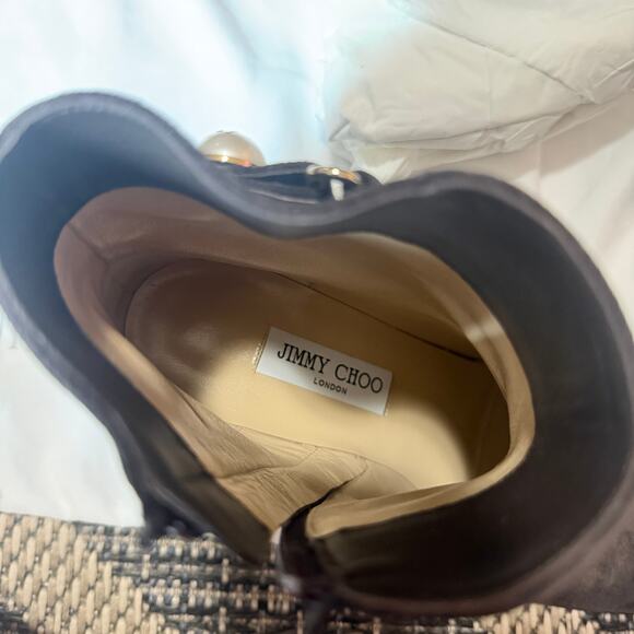 JIMMY CHOO Noor 45 Coffee Velvet Suede Ankle Boots Size 39 - Picture 9 of 10